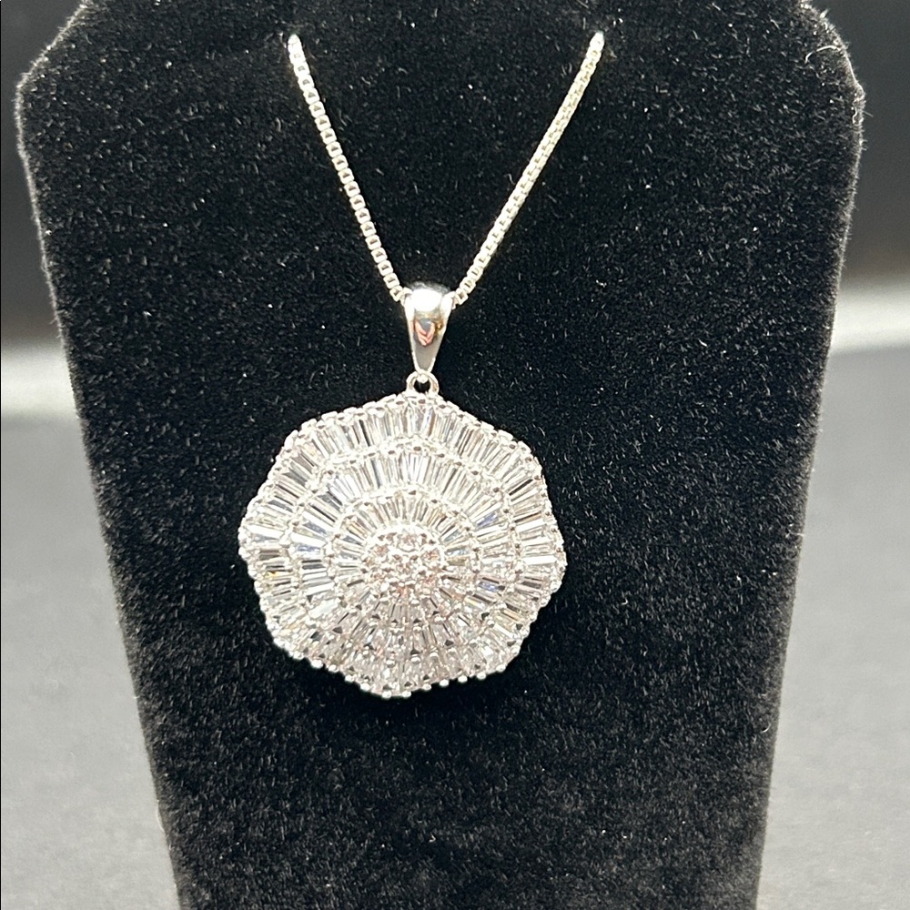 Silver Cluster “Diamond” Pendant Necklace